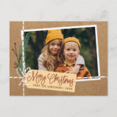 Rustic Gift Package Merry Kerstfeestdag Foto Briefkaart (Voorkant)