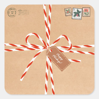 Rustic Gift Stickers - Candy Canes & Stamp-Style