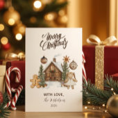 Rustic Gingerbread Cabin Christmas Feestdagenkaart