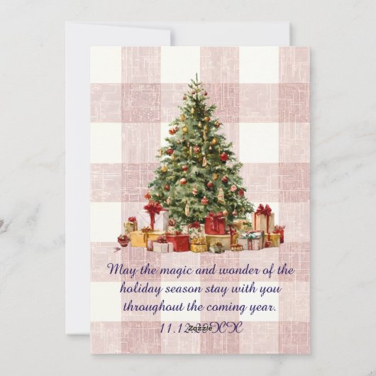 Rustic Gingham 4 Photo Collage Merry Christmas  Feestdagenkaart (Achterkant)