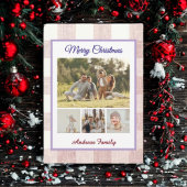 Rustic Gingham 4 Photo Collage Merry Christmas  Feestdagenkaart