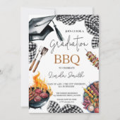 Rustic Gingham Afstuderen BBQ Kaart (Voorkant)