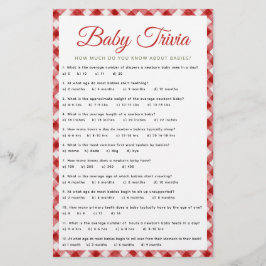 Rustic Gingham Baby shower Trivia Game