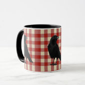 Rustic Gingham Crow Mok (Voorkant links)