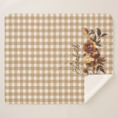 Rustic Gingham Herfst Rozen gepersonaliseerd Sherpa Deken (Voorkant (horizontaal))