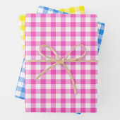 Rustic Gingham Pink Blue Yellow Pattern Inpakpapier Vel (In situ)