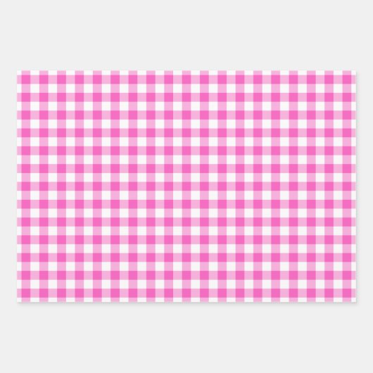 Rustic Gingham Pink Blue Yellow Pattern Inpakpapier Vel (Voorkant)