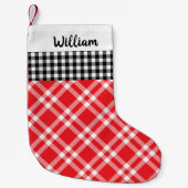 Rustic Gingham Play Black & Red, aangepaste naam Kleine Kerstsok (Voorkant)