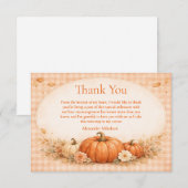 Rustic Gingham Pumpkin Fall Graduation Bedankkaart (Voorkant / Achterkant)