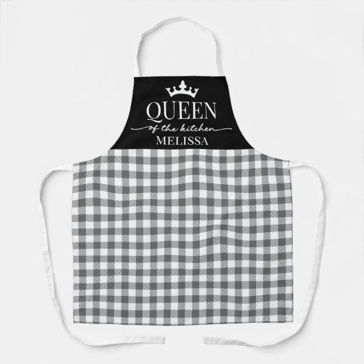 Rustic Gingham Queen van het Keuken Schort (Voorkant)