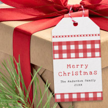 Rustic Gingham Rood Wit Prettig Kerstfeest
