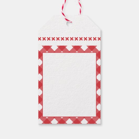 Rustic Gingham Rood Wit Prettig Kerstfeest Cadeaulabel (Achterkant)