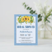 Rustic Gingham Sunflower Bridal Shower Briefkaart (Staand voorkant)