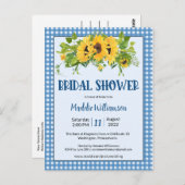 Rustic Gingham Sunflower Bridal Shower Briefkaart (Voorkant / Achterkant)