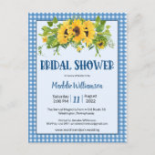 Rustic Gingham Sunflower Bridal Shower Briefkaart (Voorkant)