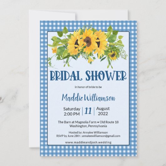 Rustic Gingham Sunflower Country Vrijgezellenfeest Kaart (Voorkant)