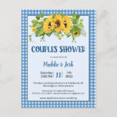 Rustic Gingham Sunflower Couple Shower Invitation Briefkaart (Voorkant)