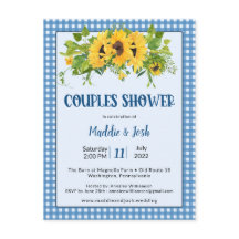 Rustic Gingham Sunflower Couple Shower Invitation