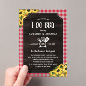 Rustic Gingham Sunflower I Do BBQ Couple's Shower Acryl Uitnodigingen (Insitu (Draagbaar))
