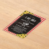 Rustic Gingham Sunflower I Do BBQ Couple's Shower Acryl Uitnodigingen (Laagn)