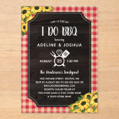Rustic Gingham Sunflower I Do BBQ Couple's Shower Acryl Uitnodigingen (Voorkant)