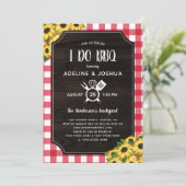 Rustic Gingham Sunflower I Do BBQ Couple's Shower Kaart (Staand voorkant)