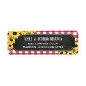 Rustic Gingham & Sunflowers BBQ Baby shower Etiket (Voorkant)