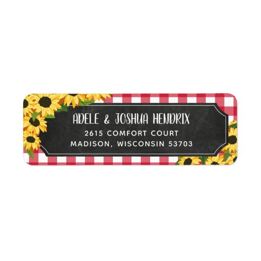 Rustic Gingham & Sunflowers BBQ Baby shower Etiket (Voorkant)