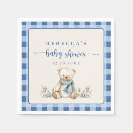 Rustic Gingham Teddy Bear Winter Baby shower Servet
