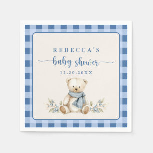 Rustic Gingham Teddy Bear Winter Baby shower Servet