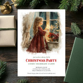 Rustic girl awaiting Santa printable Christmas  Kaart