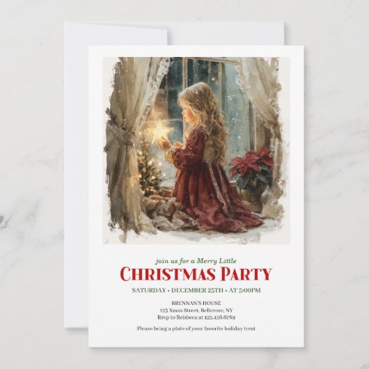 Rustic girl awaits Santa printable Christmas  Kaart (Voorkant)