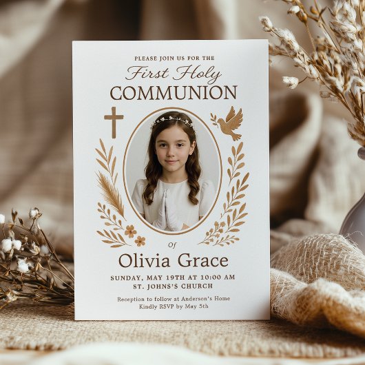 Rustic Girl Eerste Communie Uitnodiging