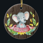 Rustic Girl Elephant Baby shower Pink Keramisch Ornament<br><div class="desc">Rustic Girl Elephant Baby shower Roze keramische siervoorwerpen</div>