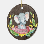 Rustic Girl Elephant Baby shower Pink Keramisch Ornament (Links)