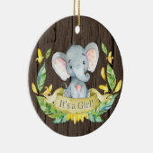 Rustic Girl Elephant Baby shower Yellow Keramisch Ornament (Rechts)