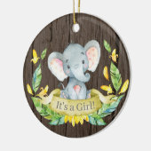 Rustic Girl Elephant Baby shower Yellow Keramisch Ornament (Links)