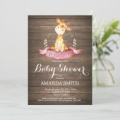 Rustic Girl Giraffe Baby shower Kaart (Staand voorkant)