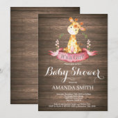Rustic Girl Giraffe Baby shower Kaart (Voorkant / Achterkant)