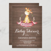 Rustic Girl Giraffe Baby shower Kaart (Voorkant / Achterkant)