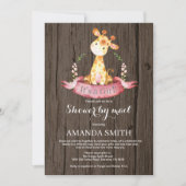 Rustic Girl Giraffe Baby shower per post Kaart (Voorkant)