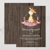 Rustic Girl Giraffe Baby shower per post Kaart (Voorkant / Achterkant)