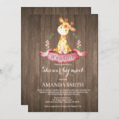 Rustic Girl Giraffe Baby shower per post Kaart (Voorkant / Achterkant)