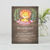 Rustic Girl Lion Baby shower per post Kaart (Staand voorkant)