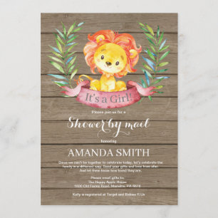 Rustic Girl Lion Baby shower per post Uitnodiging