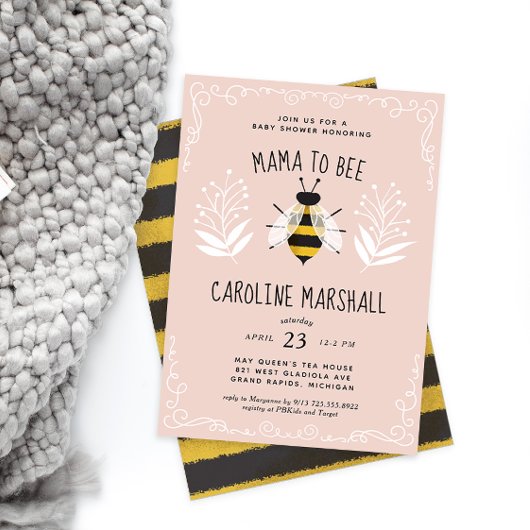 Rustic Girl Mama to Bee Baby shower Invitation Kaart