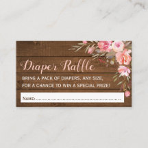 Rustic Girl Pink Baby shower Diaper Raffle Tickets