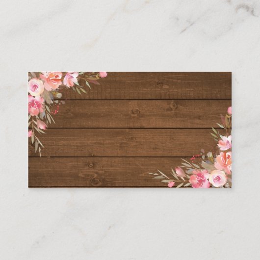 Rustic Girl Pink Baby shower Diaper Raffle Tickets Informatiekaartje (Achterkant)