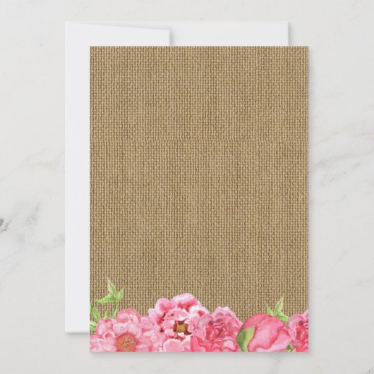 Rustic Girl Pink Floral Baby Sprinkle Invites Kaart (Achterkant)