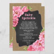 Rustic Girl Pink Floral Baby Sprinkle Invites